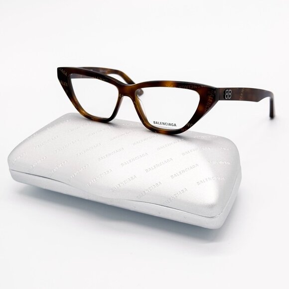 NEW BALENCIAGA EYEGLASSES BB0128O 002 CAT EYE HAVANA WOMEN EYEWEAR BALENCIAGA - Picture 1 of 7